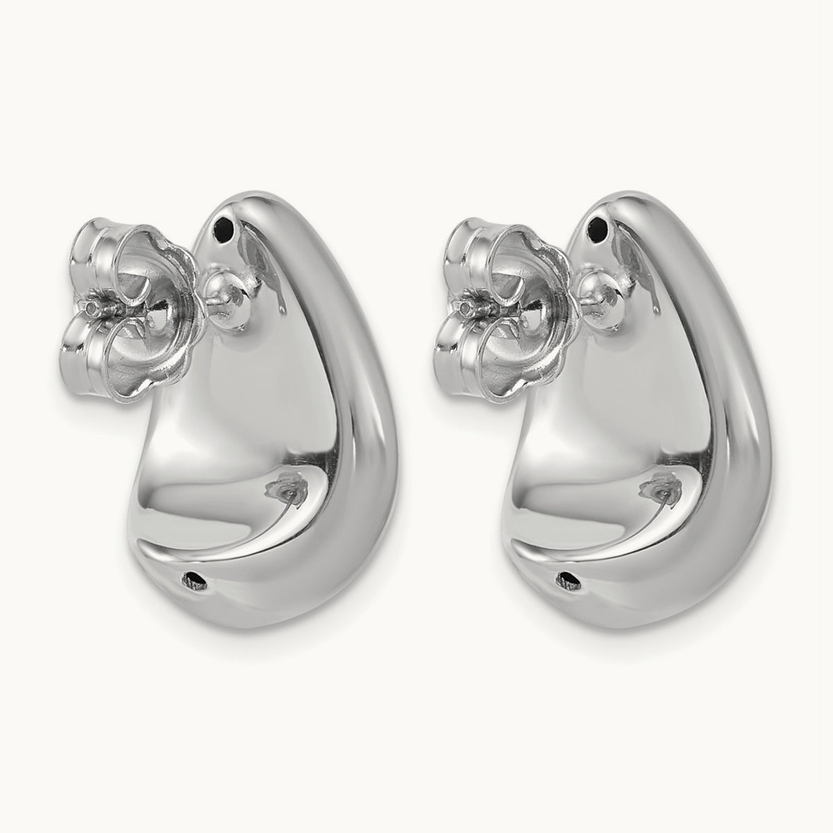 RH-plat Polished Puff Teardrop Post Earrings, Sterling Silver — Leslie's
