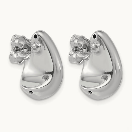 RH-plat Polished Puff Teardrop Post Earrings, Sterling Silver — Leslie's