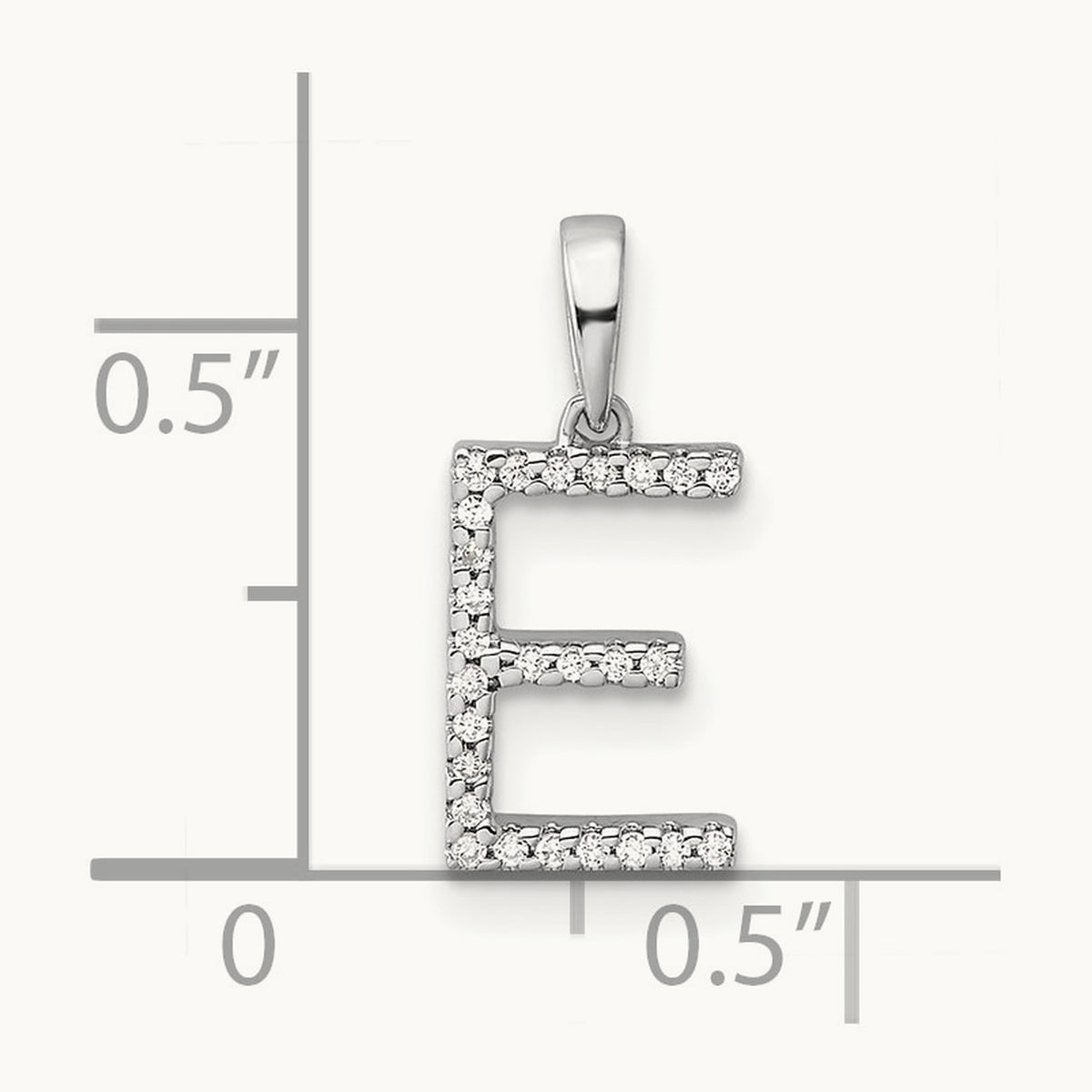 Diamond Letter E Initial Pendant, 14K White Gold