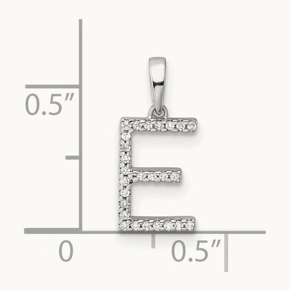 Diamond Letter E Initial Pendant, 14K White Gold