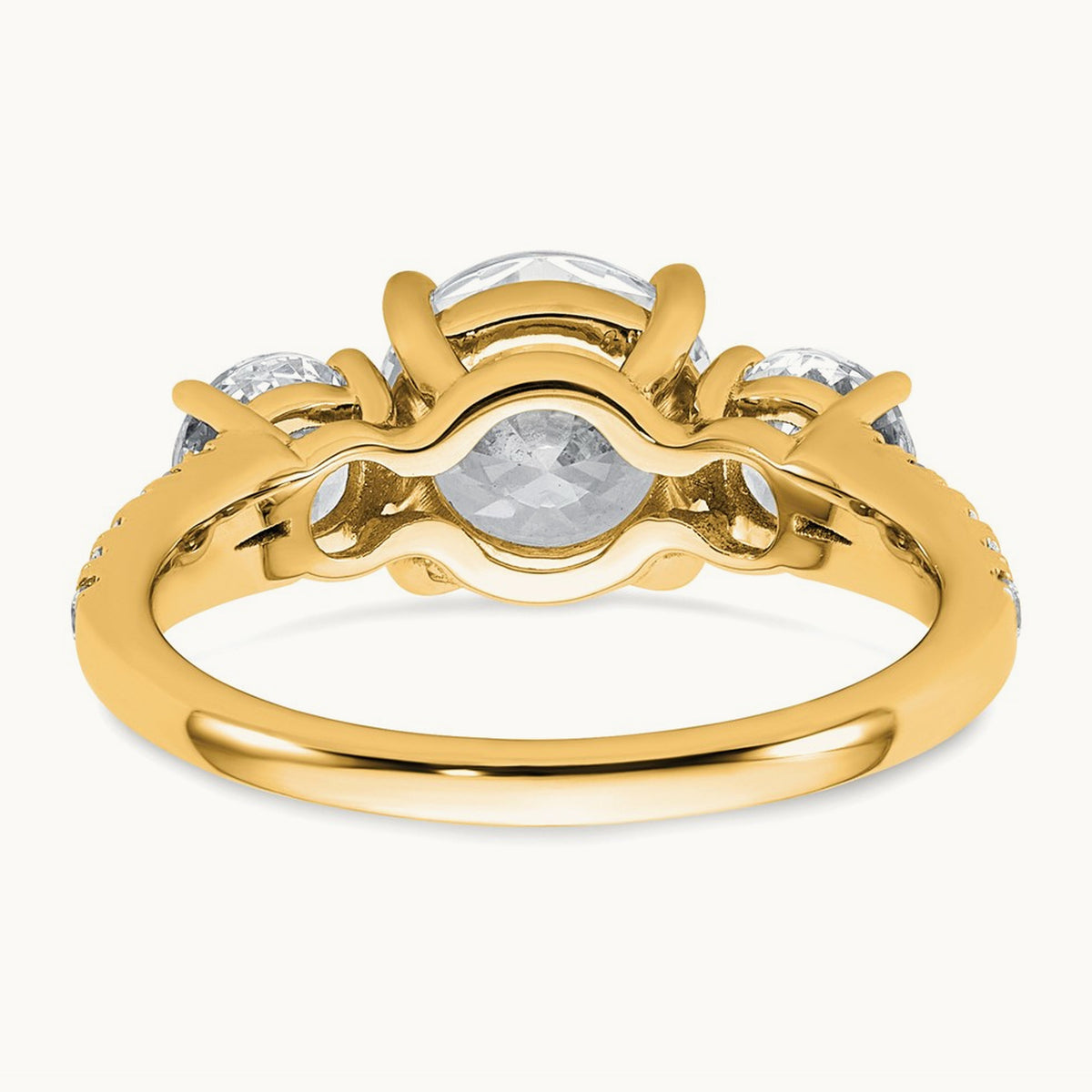 3 Stone Oval Ring, 3.25 ct tw Lab-Grown Diamond — 14K Yellow Gold