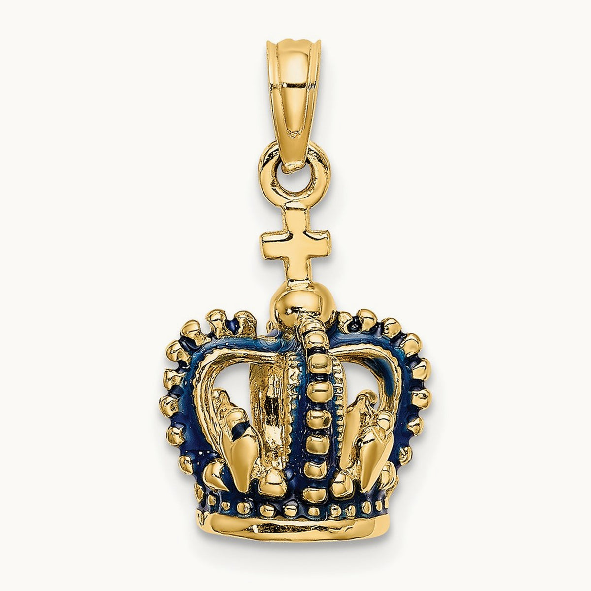 3-D Blue Enamel Crown Charm — 20.1mm