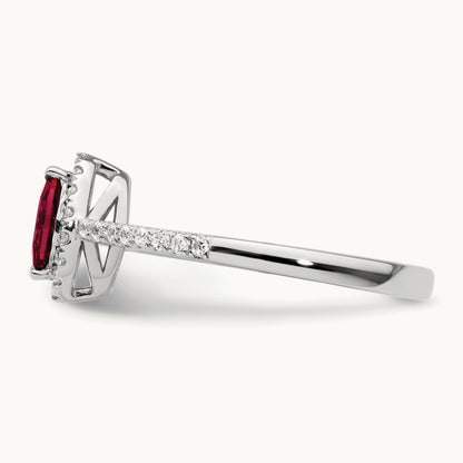 Created Ruby July Birthstone Ring, 0.20 ct tw Lab-Grown Diamond