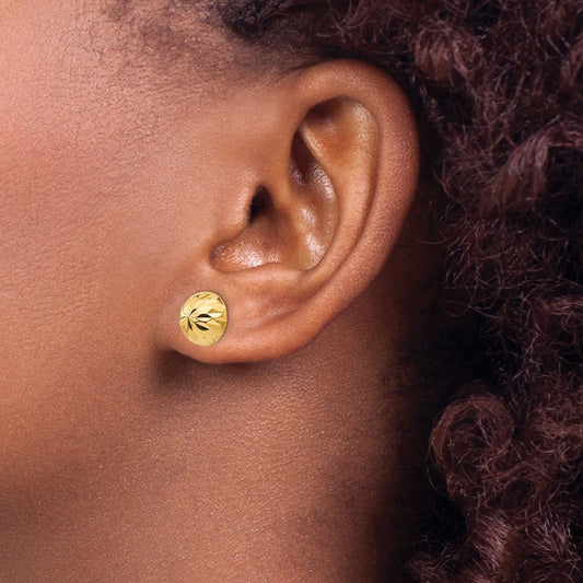 Polished & Diamond-Cut Button Post Earrings — 9mm