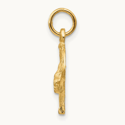 Diamond-cut Horse Head in Horseshoe Charm — 14K Yellow Gold