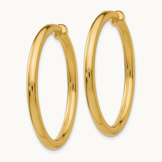 Non-Pierced Hoop Earrings, 14K
