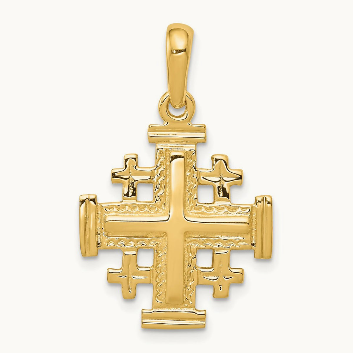 Jerusalem Cross Pendant — 14K Yellow Gold, 30mm