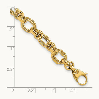 Polished Fancy Link Bracelet, 14K