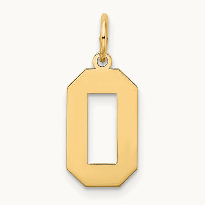 Medium Satin Number 0 Charm, 14K