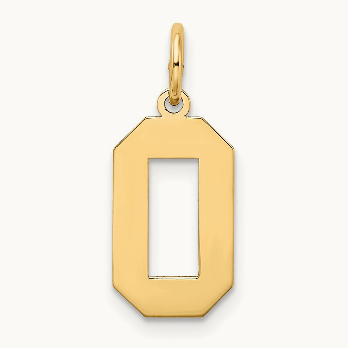 Medium Satin Number 0 Charm, 14K