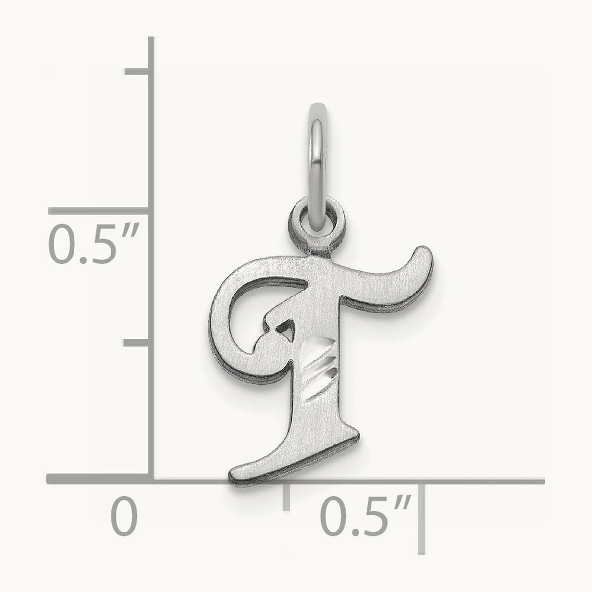 Diamond-cut Initial Charm — 14K White Gold, T