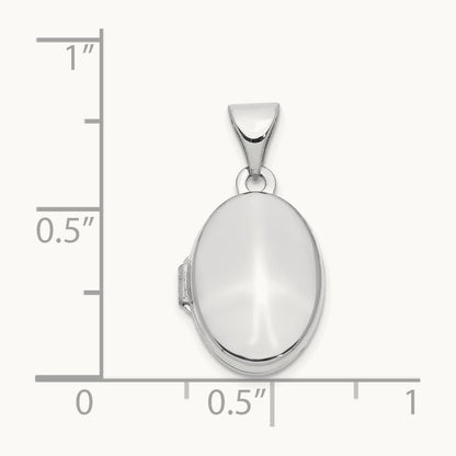 Oval Plain Assembled Locket, 13mm, 14K White Gold