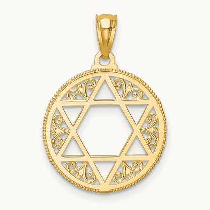Filigree Star of David Pendant, 14K