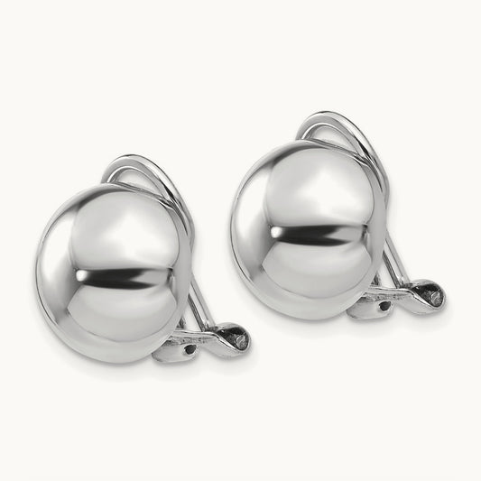Polished Non-pierced Back Earrings, 14K White Gold