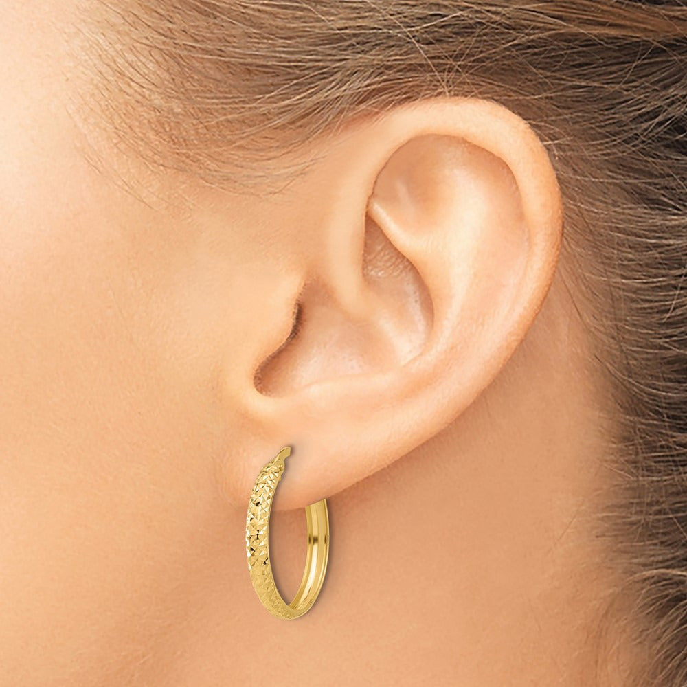 Polished and Diamond-cut Hoop Earrings — 23.5mm