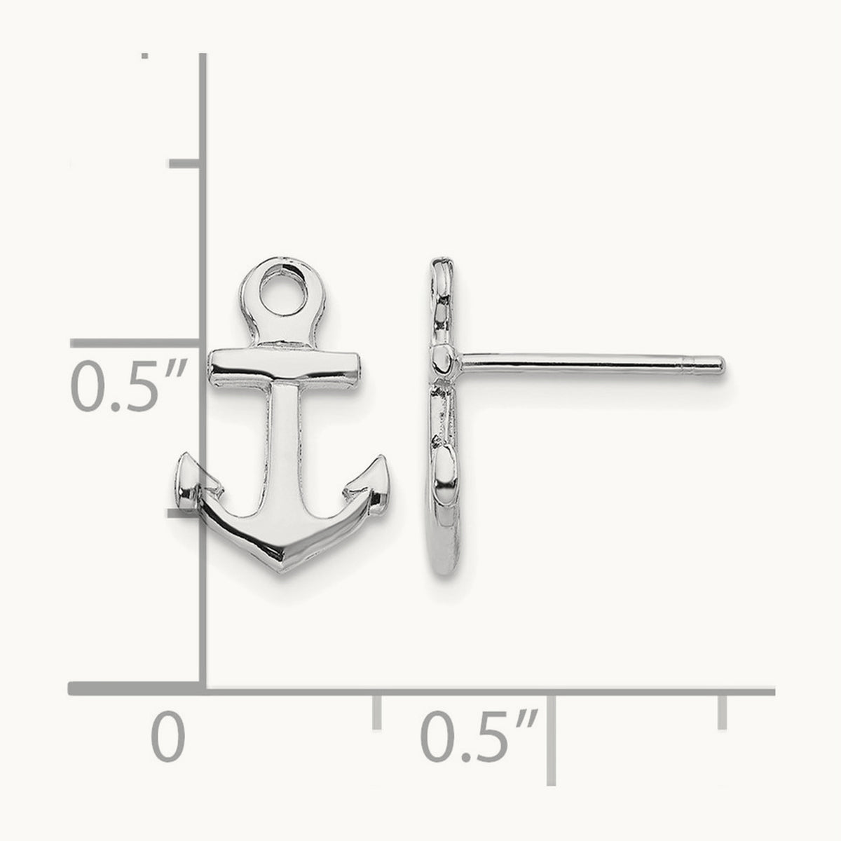 Anchor Post Earrings — 14K White Gold