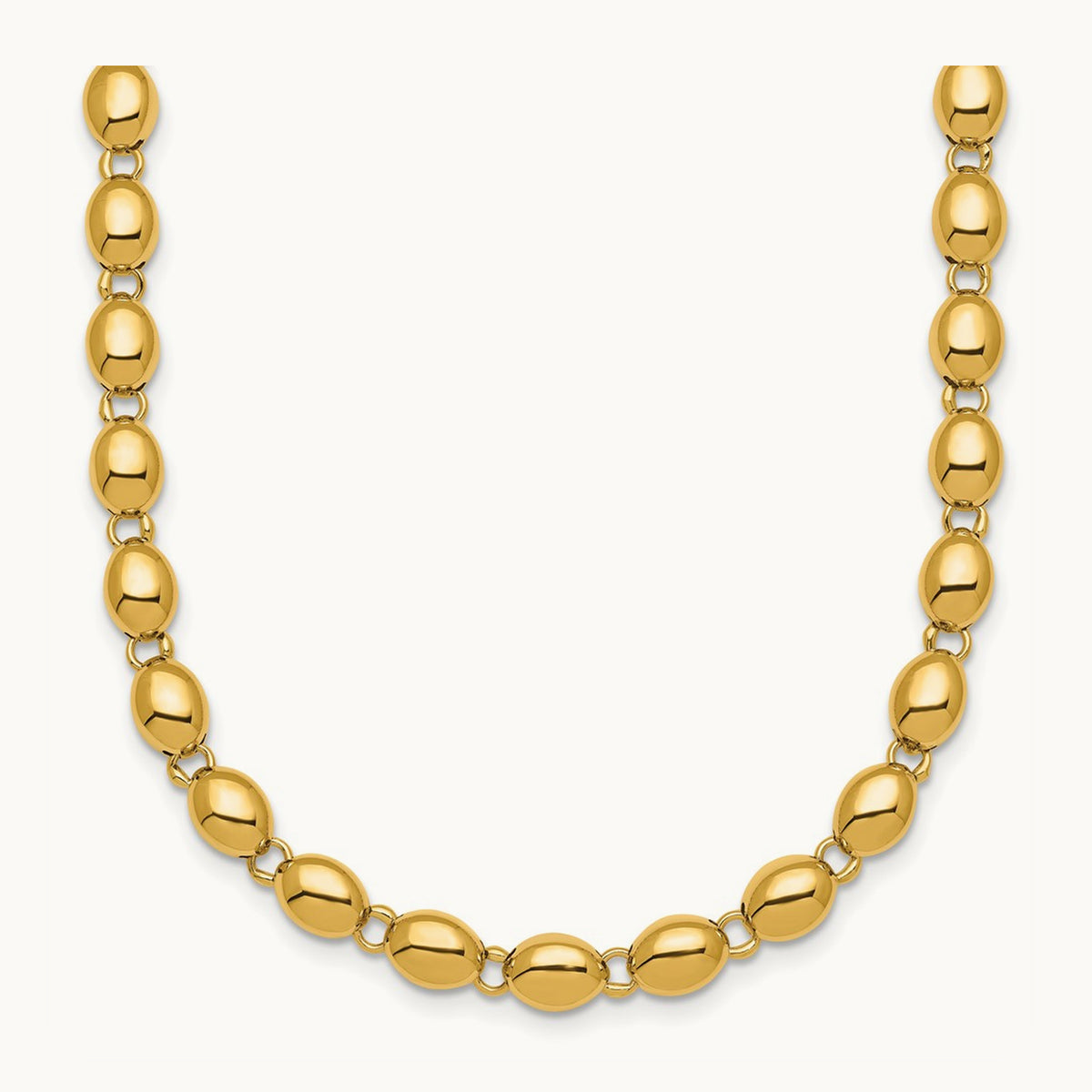 Polished Beaded Fancy Link Necklace, 5.25mm, 14K