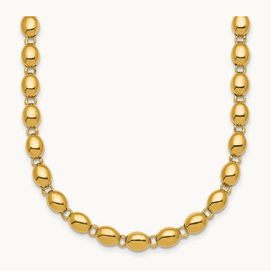 Polished Beaded Fancy Link Necklace, 5.25mm, 14K