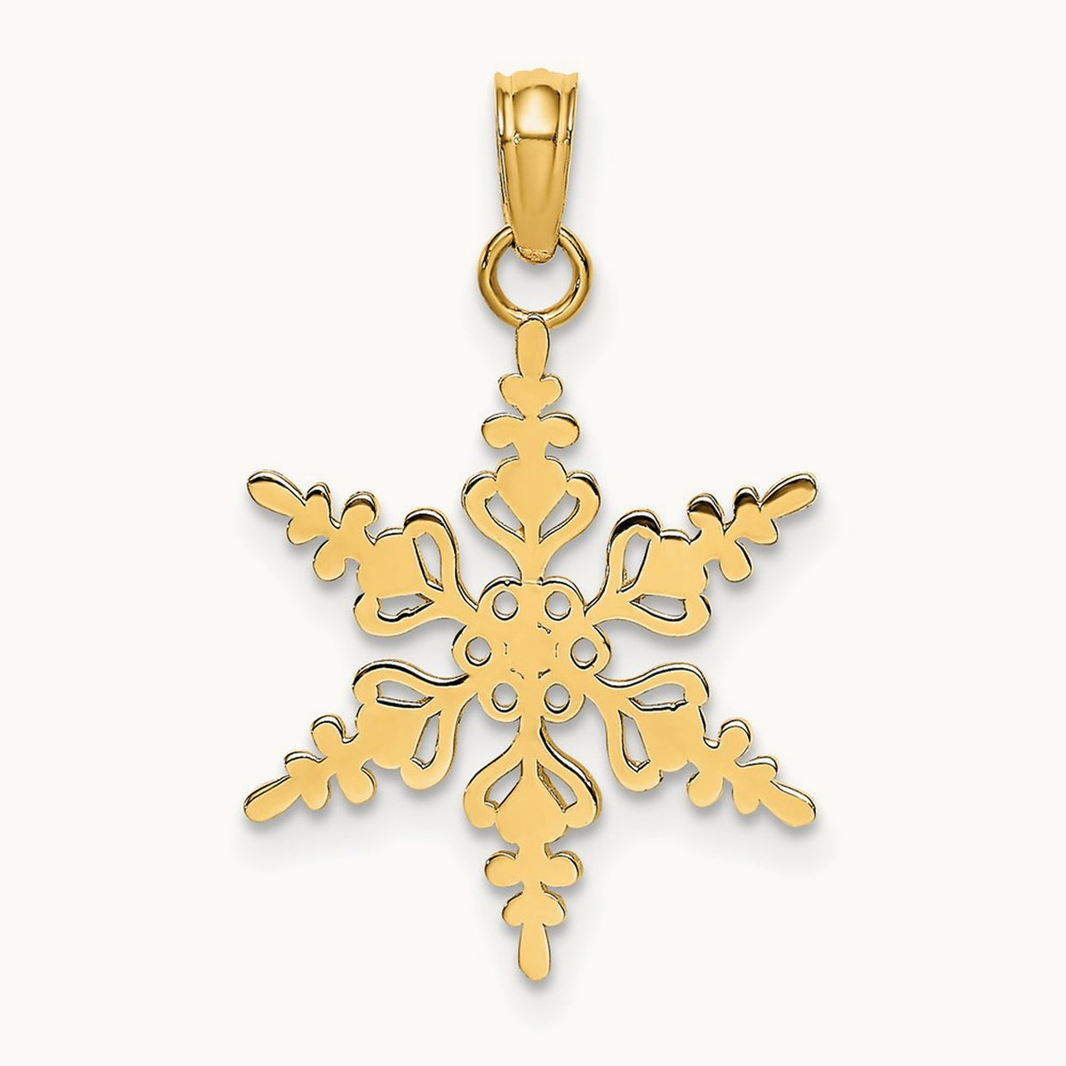 Polished Snowflake Charm — 14K Yellow Gold