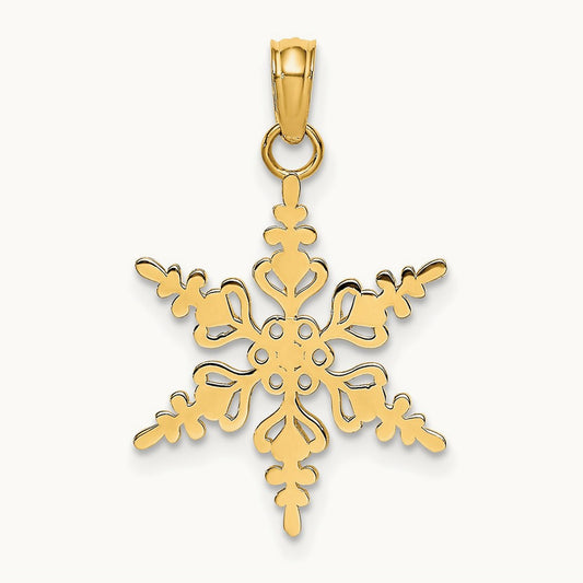 Polished Snowflake Charm — 14K Yellow Gold