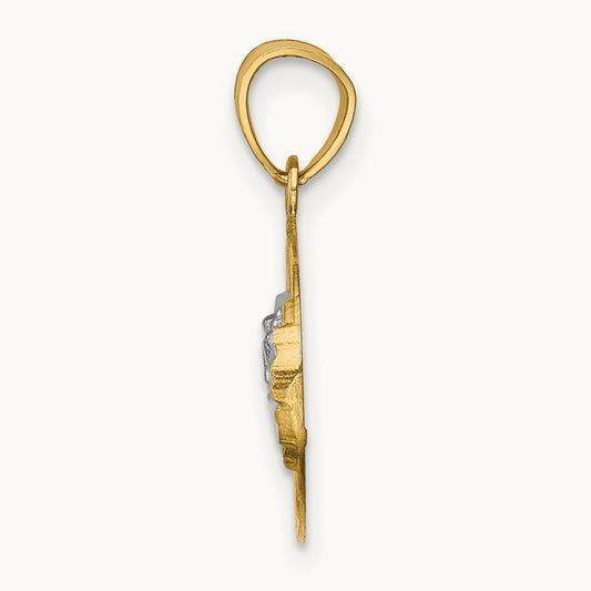 w/Rhodium The Last Supper Pendant, 14K