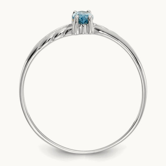 Blue Topaz Birthstone Ring, 14K White Gold