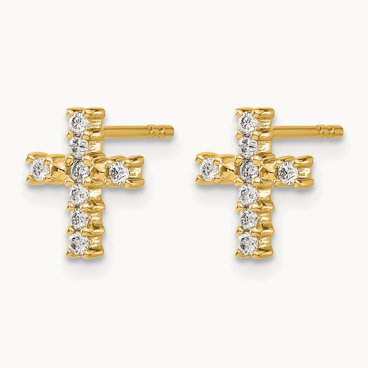 Cross Post Earrings, 0.10-0.20 ct tw Lab-Grown Diamond — 1/5 ct, 14K Yellow Gold