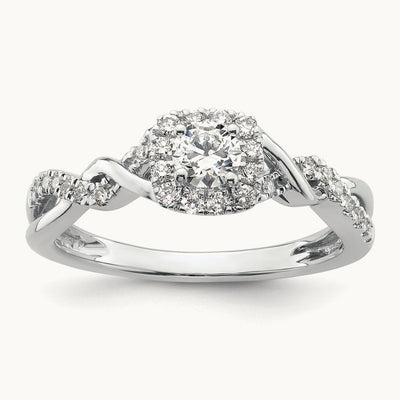 Round Bypass Engagement Ring, 0.50 ct tw Lab-Grown Diamond