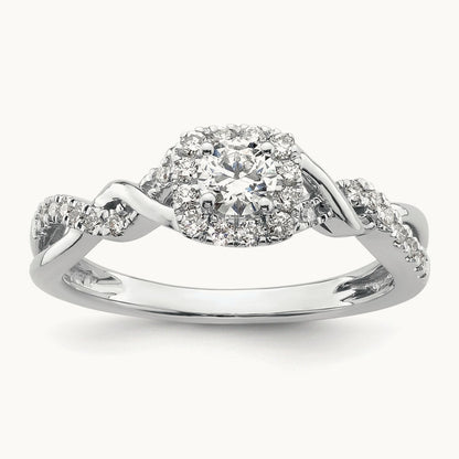 Round Bypass Engagement Ring, 0.50 ct tw Lab-Grown Diamond