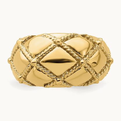 Quilted Rope Solid Dome Ring, 14K