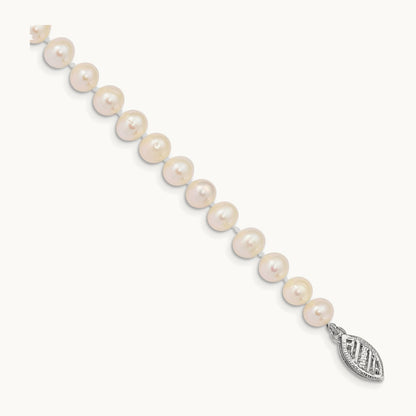 WG 5- White FW Cultured Pearl 8.25in Bracelet, 6mm, 14K