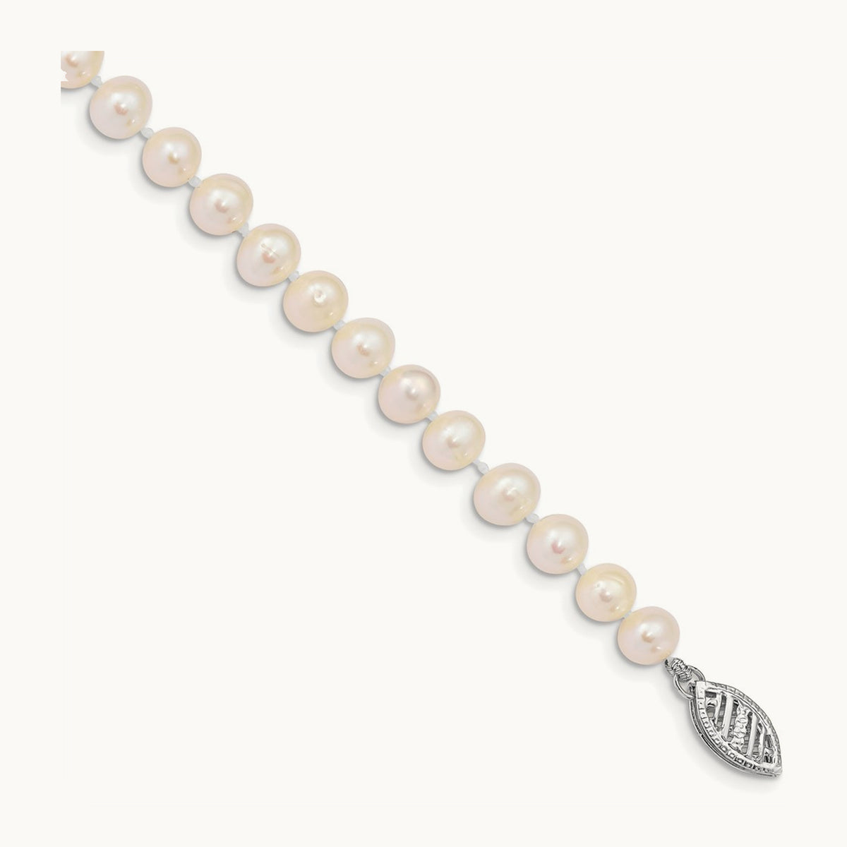 WG 5- White FW Cultured Pearl 8.25in Bracelet, 6mm, 14K