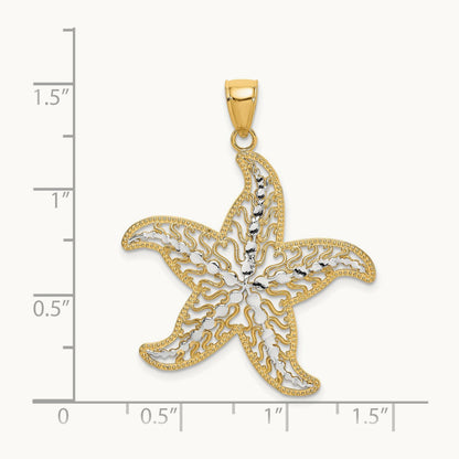 Starfish Filigree Charm, 14K with White Rhodium