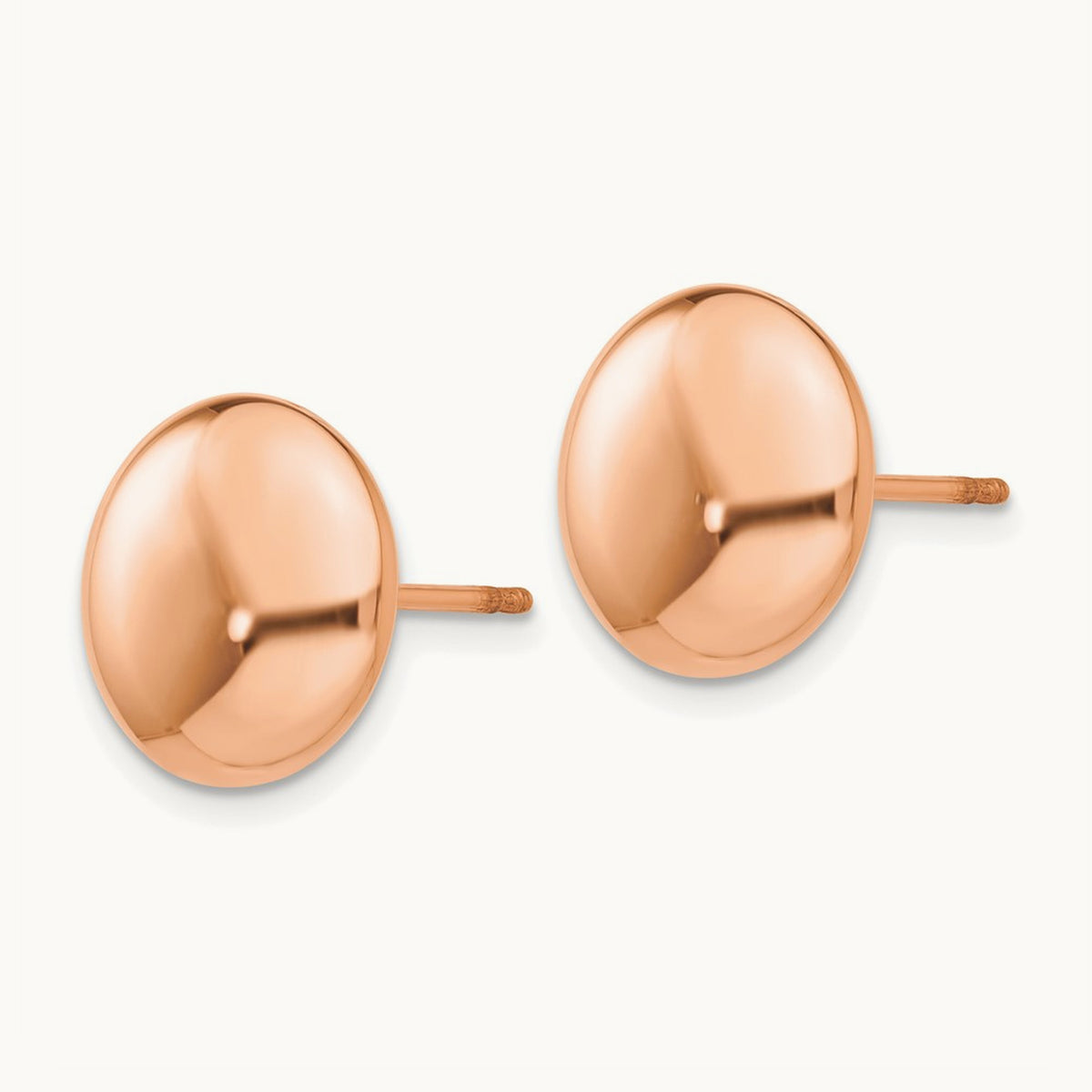 Polished Button Post Earrings — 14K Rose Gold, 12mm