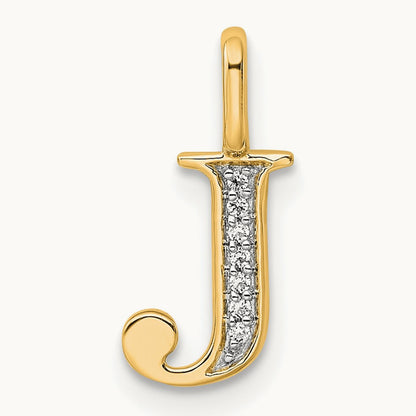 Diamond Letter J Initial Pendant, 14K
