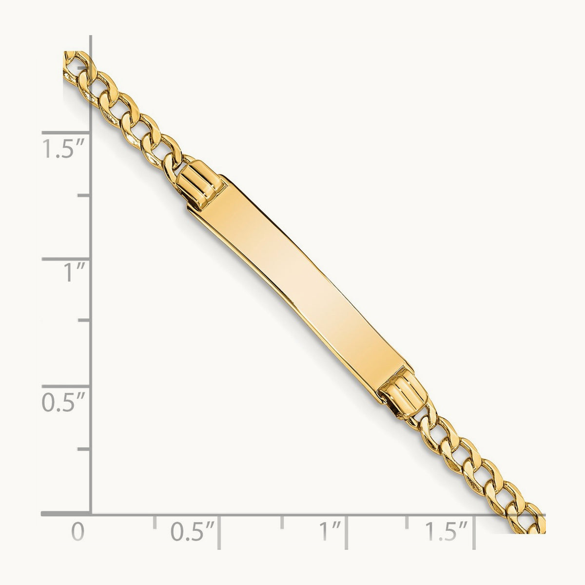 Semi-Solid Polished Cuban ID Bracelet, 14K