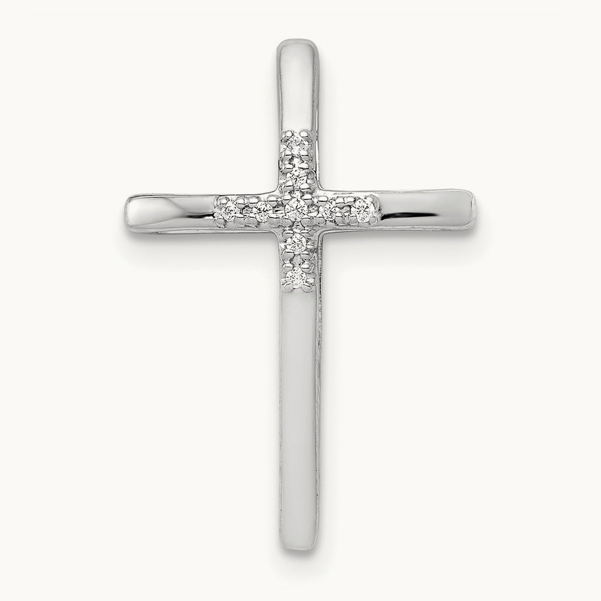 Diamond Cross Chain Slide — 14K White Gold