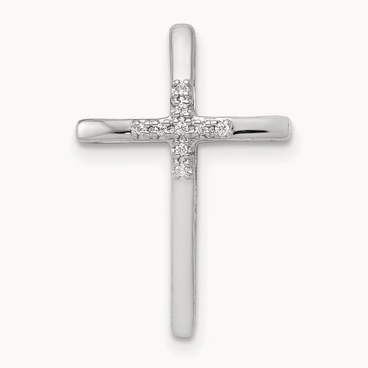 Diamond Cross Chain Slide — 14K White Gold