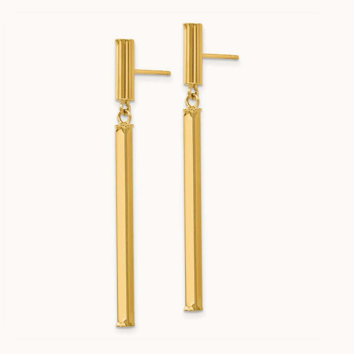 Fancy Squared Post Dangle Earrings, 14K