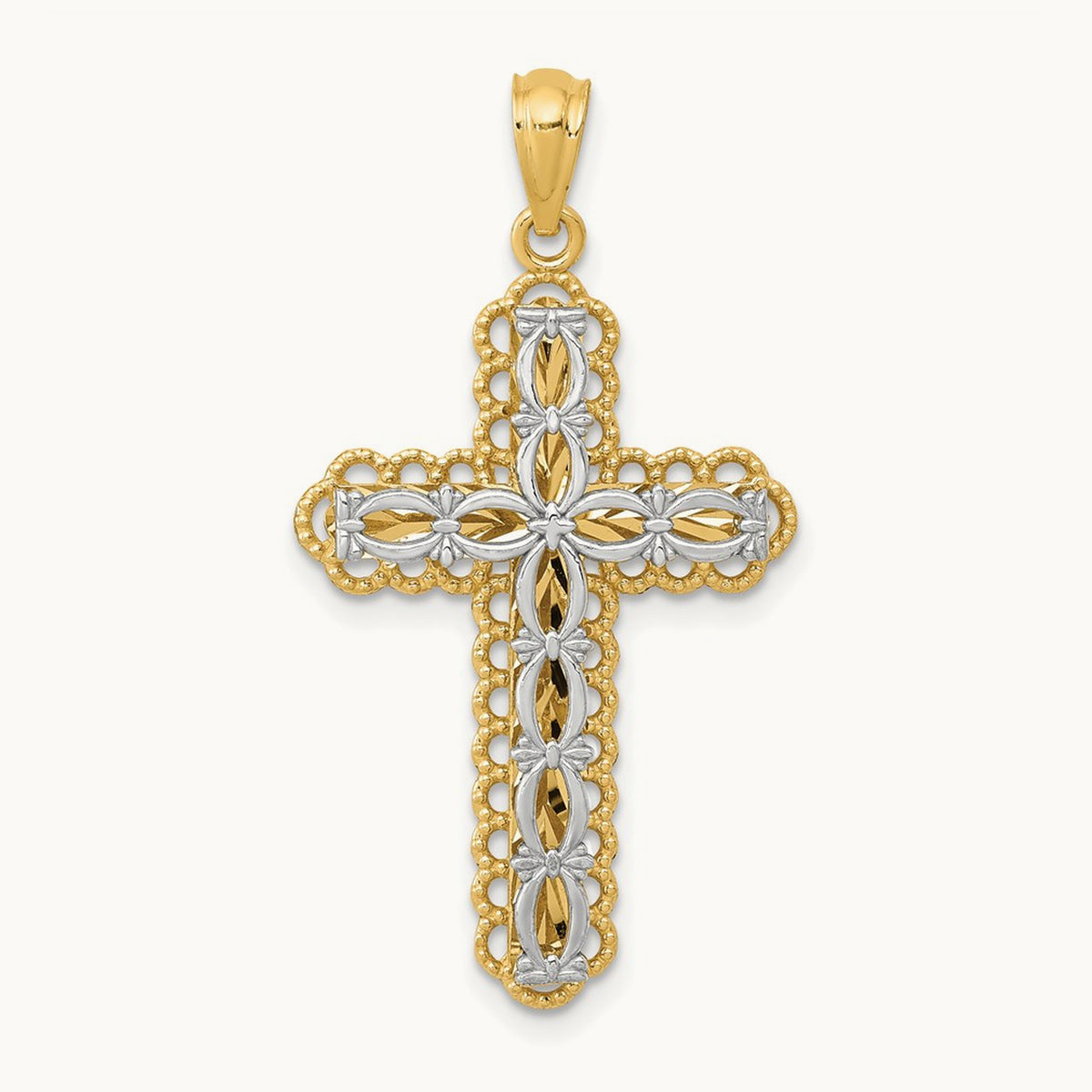 Polished 2 Level Cross Pendant — 34mm