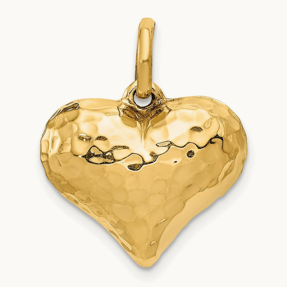 Polished and Hammered 3-D Heart Pendant — 21mm