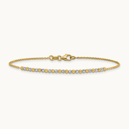 Diamond-cut Beaded 7.5in Bracelet, 14K Two-tone