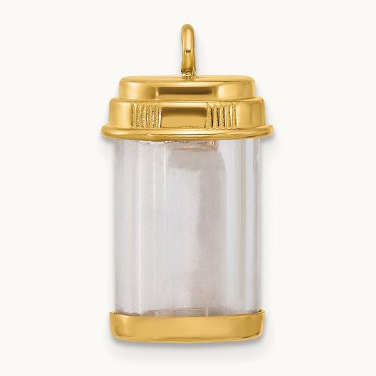 Fancy Pill Bottle, 14K Yellow Gold