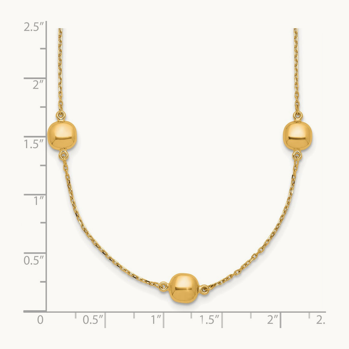 Polished 5 Station 16in w/2 in ext. Necklace, 14K