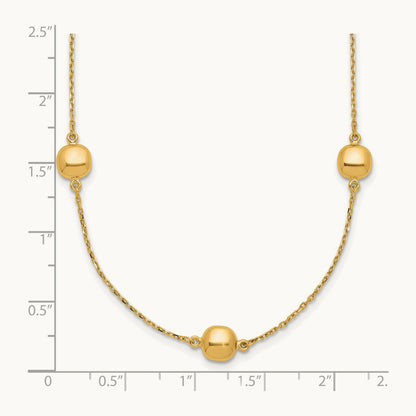 Polished 5 Station 16in w/2 in ext. Necklace, 14K