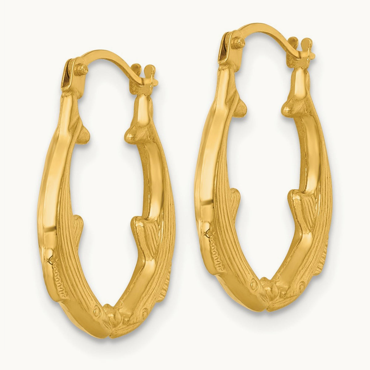 Polished Whale Hoop Earrings, 14K
