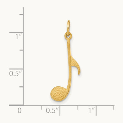 Satin Musical Note Charm, 14K
