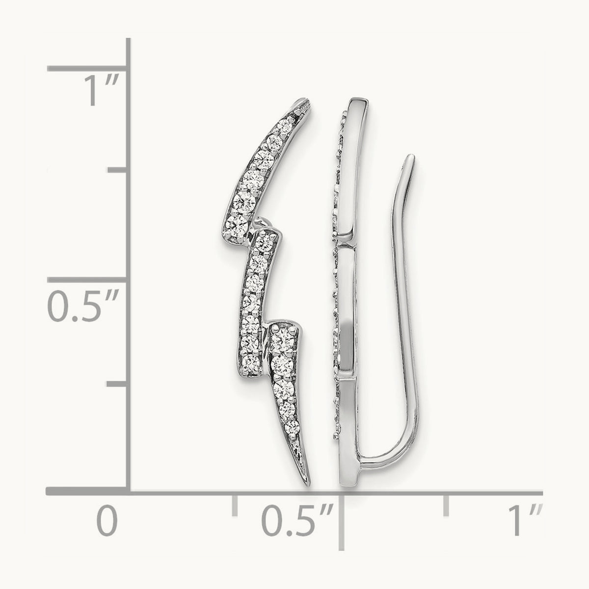Diamond Lightning Ear Climber Earrings, 14K White Gold