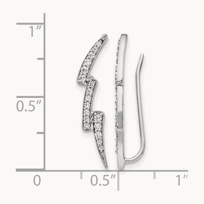 Diamond Lightning Ear Climber Earrings, 14K White Gold