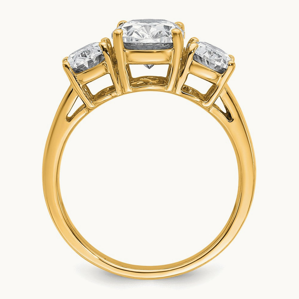 Oval 3 Stone Engagement Ring, 1.25-3.50 ct tw Lab-Grown Diamond — 3 5/8 ct, 14K Yellow Gold
